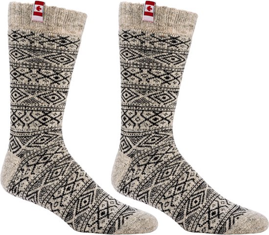 Canadese thermo sokken | Wollen sokken | 2 paar | Zwart | Maat 43-46