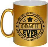 Bellatio Decorations Cadeau koffie/thee mok voor coach/trainer - beste coach - goud - 300 ml