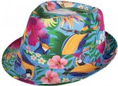 Toppers - PartyXplosion Verkleed hoedje voor Tropical Hawaii party - bloemen print - volwassenen - Carnaval