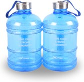 Set de bouteilles d'eau bleues robustes 1,9 L | Bouteille Perfect pour le Sport et le Fitness. | Sans BPA avec fermeture à clip pratique | Idéal pour tout amateur de Fitness