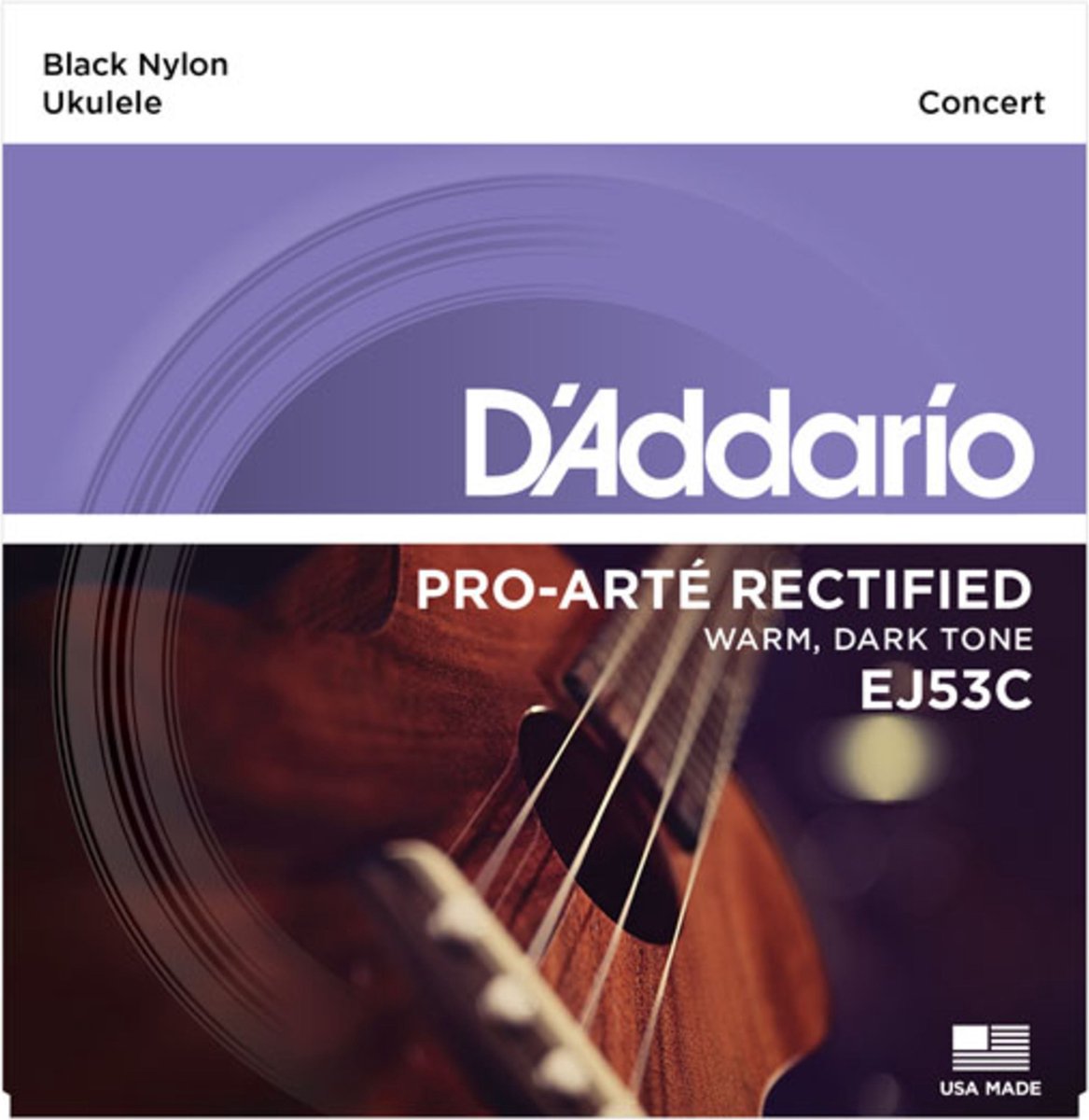 D'Addario Ukulele Strings EJ53C Concert Black Nylon 26-32-36-28 - Snaren