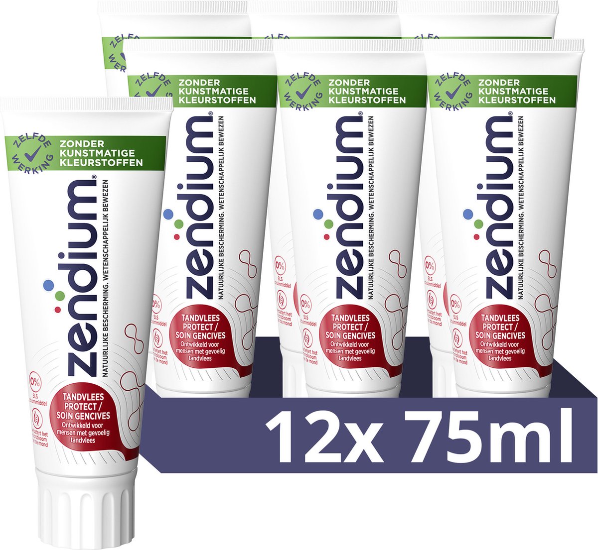 Zendium Tandpasta - Tandvlees Protect - tandpasta met fluoride, zonder SLS-schuimmiddel - 12 x 75 ml