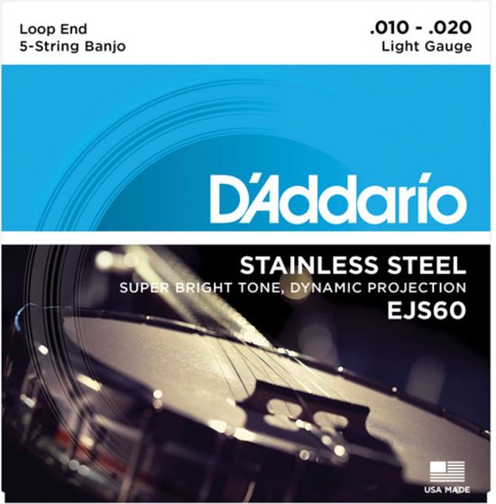 D'Addario Banjo Strings EJS60 10-20 5-String Stainless Steel Loop End - Snaren