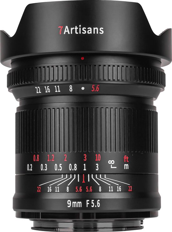 7artisans - Cameralens - 9mm f5.6 Panasonic/Leica/Sigma (L-vatting) Full Frame, zwart