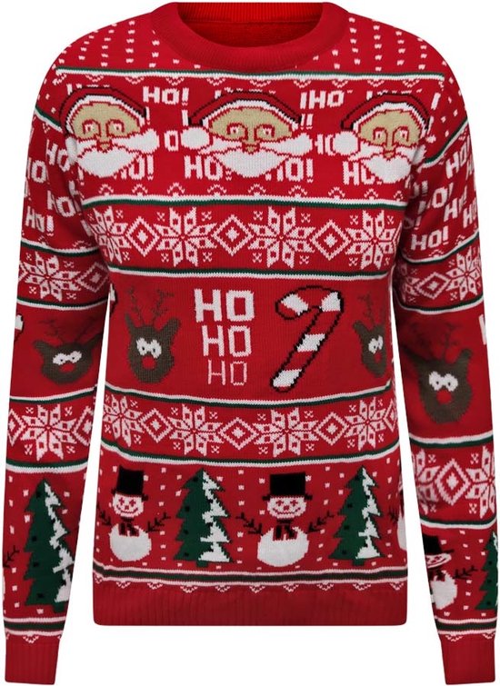 VVNTY Kerstsweatshirt voor dames, Merry and Bright pullover, grappige kersttrui met lange mouwen, rood 1, L