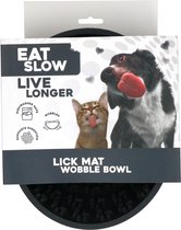Eat Slow Live Longer Likmat Wiebelkom Pootafdrukken - 17 cm - Snuffelmat - Anti-schrok Kom - Slowfeeder – Afleiding – Belonen - Honden en Katten – voor Lekkernij - 100% Siliconen – Vaatwasserbestendig – Grijs