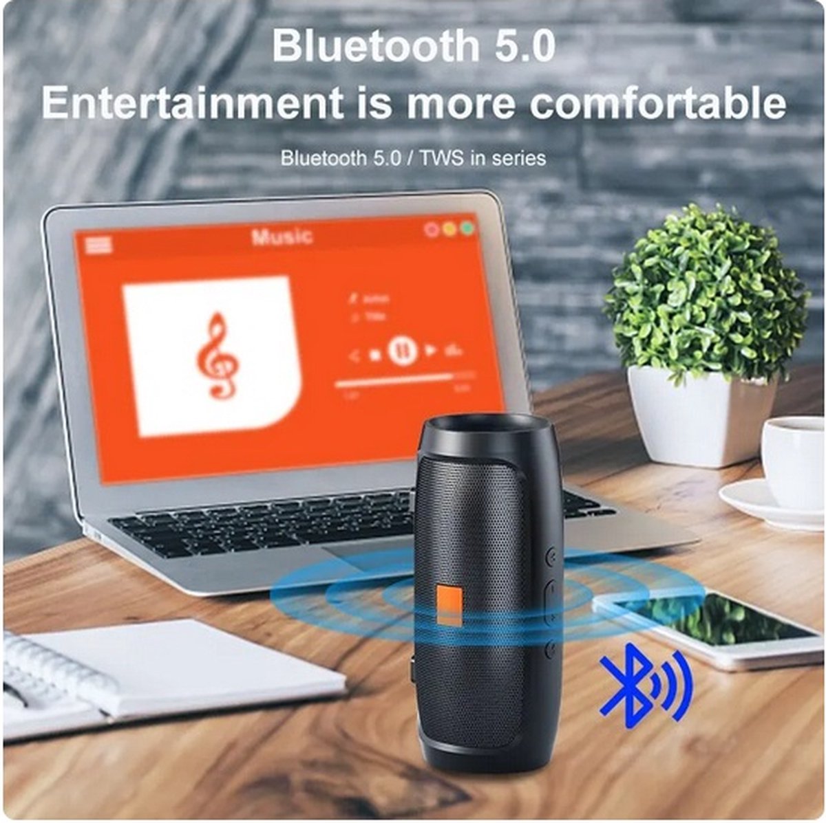 Enceinte PC Caliber Enceinte bluetooth portable noir et orange