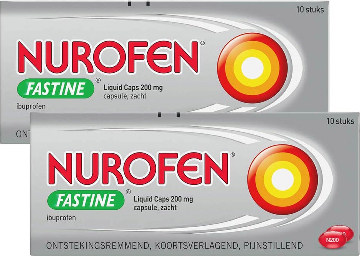 Goedkoopste Nurofen Fastine Liquid Caps 200mg - 2 x 10 capsules