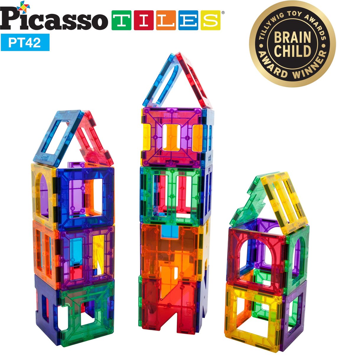 Playmags Ensemble de Carreaux Magnetiques Colores, Blocs de Construction  Magnetiques pour Enfants, Jouets de Construction Cre