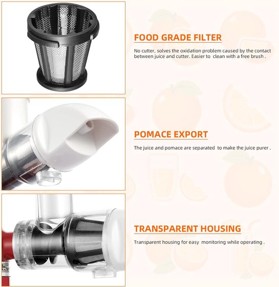 Juicer Attachment voor alle KitchenAid Stand Mixer, Slow Juicer Citrus
