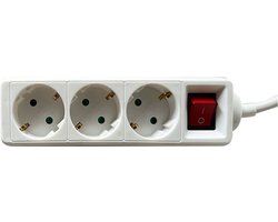 BRASQ Stekkerdoos 3-voudig Wit - 3 meter - Stekkerdozen - Verlengsnoer met stekkerdoos - Verlengkabel - Verlengsnoer - Met Randaarde