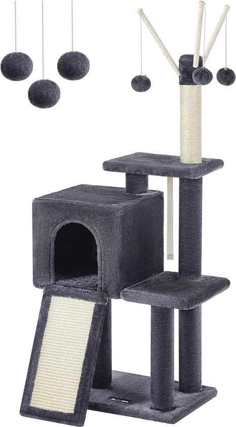 Krabpaal, kattenboom, plafondhoog, 2,4-2,6 m, lichtgrijs