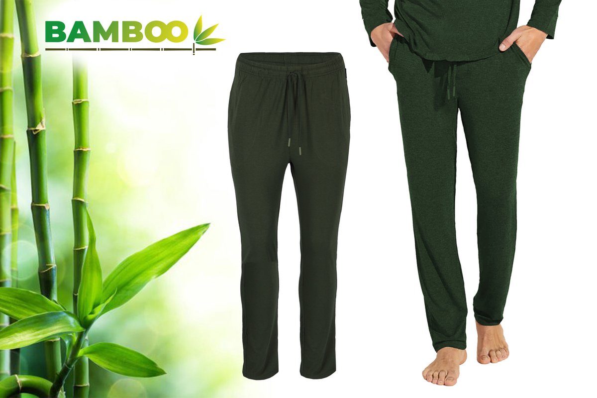 Bamboe Pyjama Broek Heren - Groen - Maat XL - Pyama Heren Volwassenen - Loungebroek Heren Pyjama Volwassen