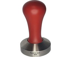 Vecchi Koffie Tamper Hout met RVS Flat Base - Rood - 58mm