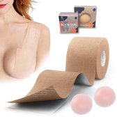 Le Civa® Zelfklevende Boob Tape Set – Boob tape - Plak BH – BH accessoire - Borst Push Up - Fashion Tape – lift - 5m lang - Incl. Roze Nipple Covers