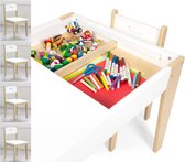 Beboonz Storage kindertafel met 4 stoelen-met opbergruimte-voor kinderen-speeltafel-Hout-Bruin-wit