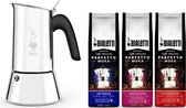 Bialetti Venus RVS Inductie Percolator 4 kops + Bialetti koffie proefpakket