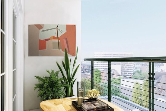 Décoration de jardin Câble électrique - Maison - Eté - Pastel - 60x40 cm - Affiche jardin - Toile jardin - Affiche extérieur
