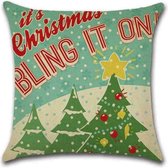 Kussenhoes Kerst - It's Christmas Bling It On - Kussenhoes - Kerst - 45x45 cm - Sierkussen - Polyester
