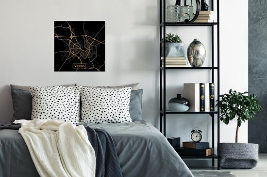 Poster Carte - Venlo - Or - Zwart - 50x50 cm