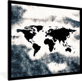Affiche avec cadre Wereldkaart - Bois - Zwart - 40x40 cm
