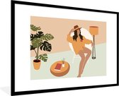 Fotolijst incl. Poster - Vrouwen - Kleding - Interieur - Pastel - 90x60 cm - Posterlijst