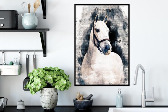 Affiche avec cadre Cheval - Wit - Journal - 40x60 cm