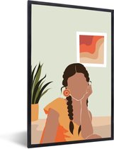 Fotolijst incl. Poster - Interieur - Vrouw - Jurk - 60x90 cm - Posterlijst