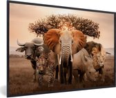 Cadre photo avec affiche - Animaux - Éléphant - Lion - 60x40 cm - Cadre pour affiche