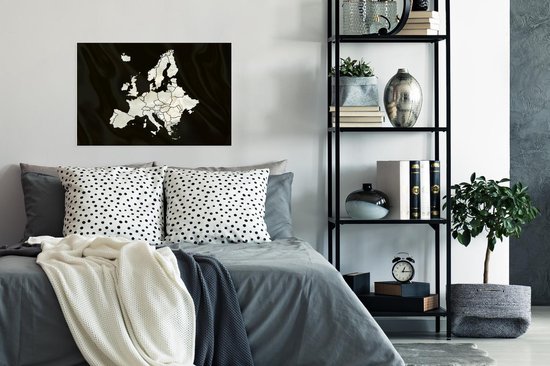 Affiche Carte - Europe - Zwart - 90x60 cm
