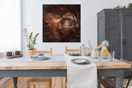 Poster Papillon - Singe - Animaux - Jungle - 100x100 cm XXL