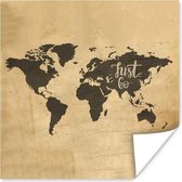 Poster Wereldkaart - Reizen - Vintage - 100x100 cm XXL