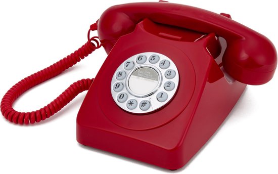 GPO 746 Retro klassieke vaste telefoon - met druktoetsen - rood