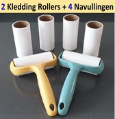 Kleding Roller - Kledingroller - Kleff Roller - Haarroller - Stofroller - Pluizenroller - 2 Rollers + 4 Navullingen - Totaal 330 Kleefvellen (1 Stuk= 55 Kleefvellen)