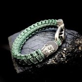 Paracord Armband met 925 Zilveren 3D Buddha Bedel (Spacer) van 12 gram Zilver, Stainless Steel (RVS) slot verstelbaar in 3 maten .