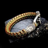 Paracord Armband met 925 Zilveren 3D Buddha Bedel (Spacer) van 12 gram Zilver, Stainless Steel (RVS) slot verstelbaar in 3 maten .