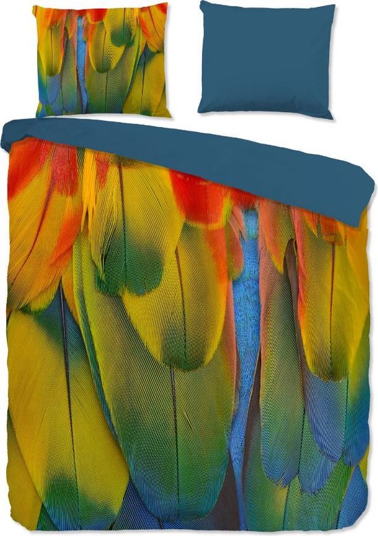 Zachte Dekbedovertrek Tweepersoons Colorful Feathers | 200x200/220 | Soepel En Kleurecht | Strijkvrij