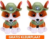 Ty Paw Patrol knuffel  2x zachte knuffels Tracker 15 cm - Kinder poppen speelgoed hondjes Nickelodeon