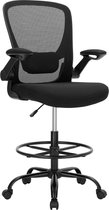 Segenn's Vince Bureaustoel - Ergonomische Werkkruk - Ergonomische Bureaustoel - Met Opklapbare Armleuningen - netbekleding - verstelbare rugleuning - Zwart