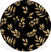 WallCircle - Wandcirkel - Muurcirkel - Blad - Patronen - Goud - Aluminium - Dibond - ⌀ 140 cm - Binnen en Buiten
