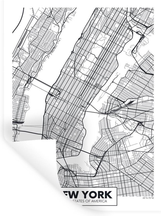Stickers Stickers muraux - Carte - New York - Minimalisme - 30x40 cm - Feuille adhésive