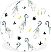 WallCircle - Tableau - Jungle Singe Banane - Multicolore - 150 X 150 Cm