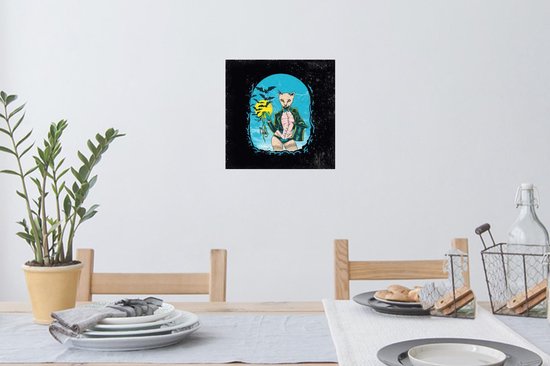 Stickers muraux - Film autocollant - Vintage - Chat - Chapeau - 30x30 cm - Film adhésif - Stickers muraux Chambre d'enfant - Papier peint autocollant