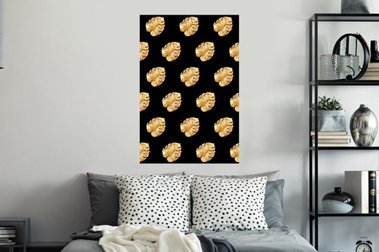 Stickers muraux - Or - Monstera - Motif - 60x90 cm - Feuille adhésive