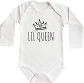 Romper - Lil queen - maat 62/68 - lange mouwen - baby - baby kleding jongens - baby kleding meisje - rompertjes baby - rompertjes baby met tekst - kraamcadeau meisje - kraamcadeau jongen - zw