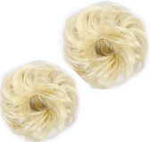 Messy hairbun haarstuk hair bun knotje extra blond  2 voor de prijs van 1.