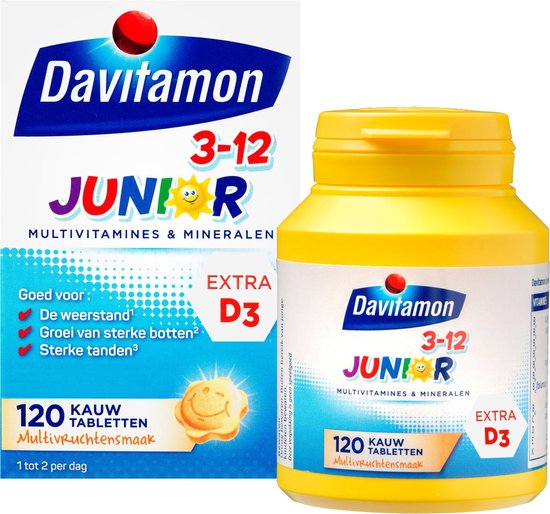 dilemma Overeenkomstig met Arbitrage Davitamon Junior 3+ Kauwvitamines - multivitamine kinderen - multifruit -  120 tabletten | bol.com