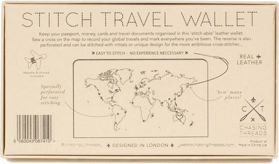 Portefeuille de voyage en cuir Stitch Chasing Threads à personnaliser soi-même - Rose environ H 20 cm x 11 cm x 1,5 cm // Portefeuille de voyage Stitch - Pink