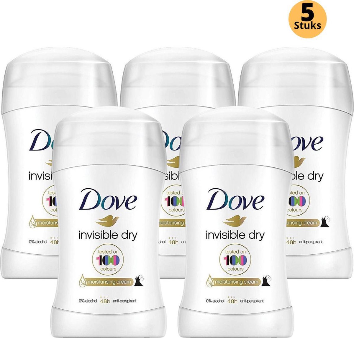 Goedkoopste Dove Invisible Dry Deodorant Stick - Anti Transpirant Deo Stick met 0 Alcohol - 48 Uur Zweetbescherming - Deodorant Vrouw - 5-Pack