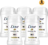 Dove Invisible Dry Deodorant Stick - Anti Transpirant Deo Stick met 0% Alcohol - 48 Uur Zweetbescherming - Deodorant Vrouw - 5-Pack